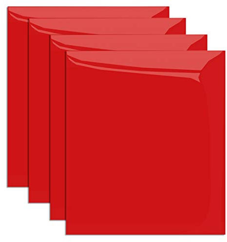 MiPremium PU Heat Transfer Vinyl HTV, Iron On Vinyl 12 x 10 inches 4 Sheets, for T Shirts Sports Clothing Other Garments & Fabrics, Easy Weed Cut & Press White Vinyl (RED)