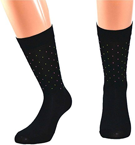 Fontana Calze, 12 paia di calze corte in puro cotone Filo di Scozia elasticizzate, confortevoli e rinforzate su punta e tallone. Prodotto Italiano. Fantasia a pois - TG 11,5/12(42/44,5)