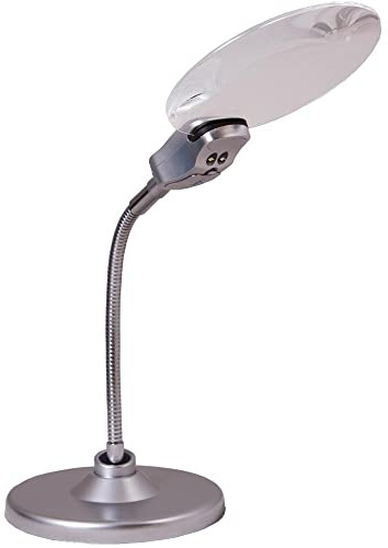 Levenhuk Zeno Desk D5 Lupe mit Flexiblem Arm und LED-Licht zum Lesen, Handarbeiten, Zeichnen, Scrapbooking, Basteln und Modellieren