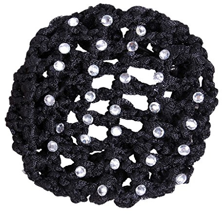 QHP Haarnetz Diamand mit Kunst-Perlen besetzt (Schwarz)