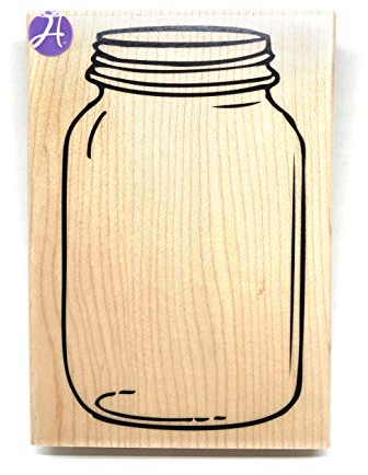 Hampton Art Large Wood Mounted Rubber Stamp - Mason Jar