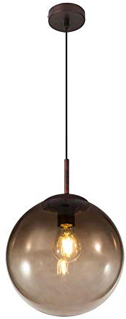Pendelleuchte VARUS mit Glaskugel Amberfarben Ø 25cm
