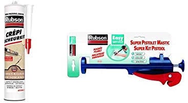 Rubson Mastic Spécial Crépi Ton Pierre, pour Joints de Murs ou Fissures sur Crépi + Rubson Easy Service Pistolet Extrudeur pour Cartouche de Mastic