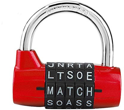 Candado de combinación de 5 dígitos con código de candado Bloqueo de código de seguridad en forma de U para maleta de viaje Gimnasio Casillero Bloqueo de contraseña de seguridad(rojo)