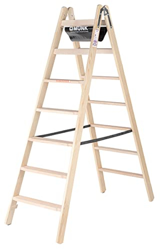 Günzburger Steigtechnik Stufen-Stehleiter beidseitig begehbar Holz - 2x7 Stufen