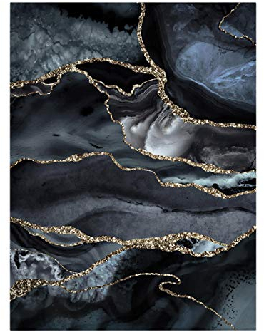 Leinwandbild Schwarz mit Glitzer Gold 40 x 30cm Canvas