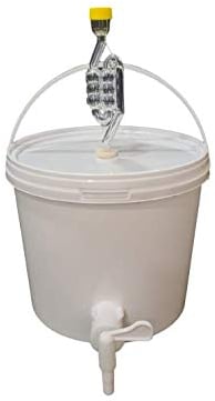 sil2018 Récipient de fermentation complet de 5 l - Récipient de fermentation avec barboteur et caoutchouc d'étanchéité et robinet de vidange en plastique, seau pour bière ou vin avec poignée, blanc