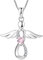 FJ Damen Schutzengel Halskette Anhänger 925 Sterling Silber Infinity Unendlichkeit Kette Rosa Turmalin Oktober Geburtsstein Halskette Engel Schmuck Geschenke für Frauen Mädchen