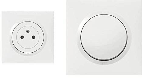 Legrand LEG300440 10X2P+T COMPL BLC dooxie Lot de 10 Prises de Courant Surface avec Terre Blanc Complet & 095010 Interrupteur Ou Va et Vient Dooxie, Livré avec Plaque Carrée, 10AX, 250V, Blanc