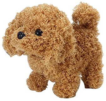 Elektronisch Hund Spielzeug Kinder Läuft bellt, Plüschhund Stehend Plüschtier Teddy Hund Spielzeug Kinder Stofftier Simulation Hund Plüschtier Spielzeug für Kinder 3 4 5 6 Jahren, 18cmx13cmx15cm