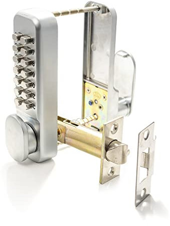 Digital Door Lock, 14 Button Combination Door Lock with Holdback Feature. Weather Resistant Code Lock with 3-7 Digit Code Length. Supplied Complete with fixings. Keyless Door Lock