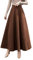 Damen Lange Rock Elegant Wollrock Winterrock Warm Plaid Casual Party Maxirock Hohe Taille A-Linie röcke Retro Elastische Taille Faltenrock Braun 1026 -XXL