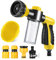 6 Pieces Dog Wash Hose Attachment with Soap Dispenser Pet Bathing Tool Set Dog Comb Brush for Pet Washing(8.27 x 4.72 x 5.51 Inch,Yellow)