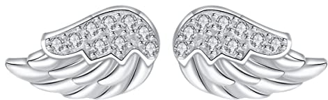 Arrebol Engelsflügel Ohrringe silber 925 Damen Süß Engel Flügel Ohrstecker mit 3A Zirkonia Ohrschmuck Für Frauen Geschenk