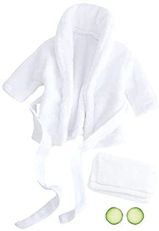 TOYANDONA 1 Set Newborn Bathrobe Infant Photography Outfit with Cucumber Baby Bath Wrap Towel Photo Prop for Unisex Baby Infant White