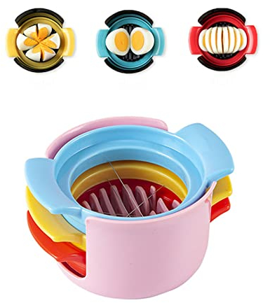 BESSIKON® Eierschneider,3 in 1 Eierteiler,Eierschneider mit 3 Funktionen,Eierschneider Spülmaschinenfest aus ABS und Edelstahl,Eierschneider für Eiern,Eiersalat,Aufschnitt und Erdbeeren,Eischneider