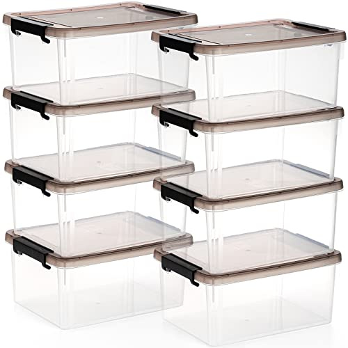 Nicunom 8 Pack Plastic Storage Bins with Lids, 3L Small Clear Storage Box Containers Stackable Latching Box with Lid Storage Containers for Organizing