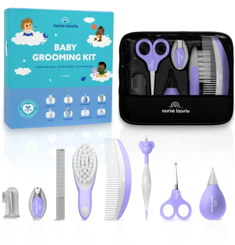 Nurse Laurie Store Baby Grooming Kit - Newborn Girl & Boy Infant Care - First Aid, Bath, Cradle Cap, Hygiene, Hair, Nail, Safety & Healthcare Essentials - Designed by a Pediatric Nurse & Mom