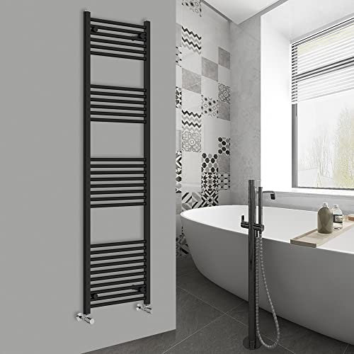 Warmehaus Modern Bathroom Heated Towel Rail Ladder Radiator 1800x500mm Straight for Bathroom Kitchen Black