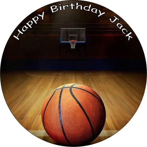BASKETBALL NET Premium Quality Edible Large 7.5 Inch Round Icing Cake Topper - Text can be Customizable - Make Celebrations Memorable with Our Delightful Charming Cake Toppers SPORT DECORATION D2