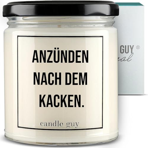 candle guy Duftkerze | Anzünden nach dem Kacken. | Handgemacht aus 100% Sojawachs | 70 Stunden Brenndauer