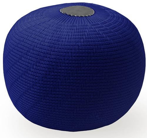 ENGLISH HOME Pouf Hocker, Rund Sitzpouf, Sitzhocker, Sitzpuff, Fußhocker, Strick Puff Hocker für Wohnzimmer, Schlafzimmer, Strickhocker Pouf, 37 x 50 cm, Blau