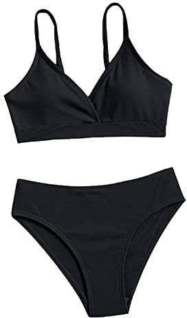 Fulidngzg Bikini Mädchen Teenager mit Shorts Zweiteilige Badeanzüge Rüschen Bikinioberteil Triangel Bedruckte Bikinihose Tankini For 2-14 Jahre Badeanzug