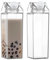 PW TOOLS 2 Pack Milk Carton Shaped Water Bottle, 500ml/1000ml Clear Square Juice Refill, for Travel Camping Sports