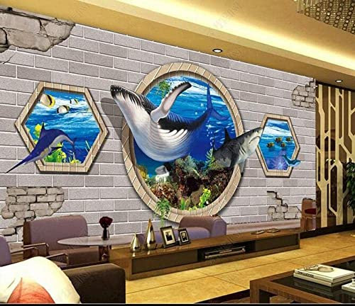 Wandbilder Fototapete - Wal Delphin Meerestier - Tapete Zum Abziehen Und Aufkleben - 3D-Wandbild Für Kinderzimmer, Wandkunst, Poster, Bild, Junge, Mädchen, Schlafzimmer, 140 (Breite) x 70 (Höhe) cm