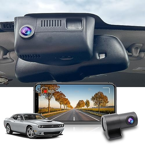 Fitcamx Dashcam 4K Passend für 2015-2023 Dodge Challenger GT R/T SXT Plus Scat Pack (HD2-6091), OEM 2160P+1080P Autokamera Video WiFi, G-Sensor, Loop-Aufnahm, WDR Dash Camera, Plug&Play, 128GB-Karte