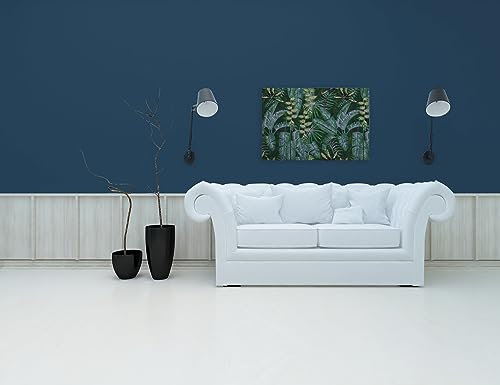 A.S. Création Leinwandbild mit tropische Pflanzen - Kunstdruck Gelb Grün - 90x60 cm Querformat - Moderne Wanddekoration Schlafzimmer Wohnzimmer - Bild auf Keilrahmen