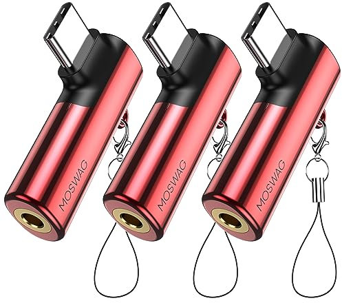 MOSWAG USB C to 3.5 mm Jack Adapter, Type C to 3.5mm Headphone Aux Digital Audio Earphone Adapter Zinc Alloy Headphone adapter For Samsung Galaxy S23 S22 Note10 A80 Huawei P50/P40 Pro,Google Pixel 4XL