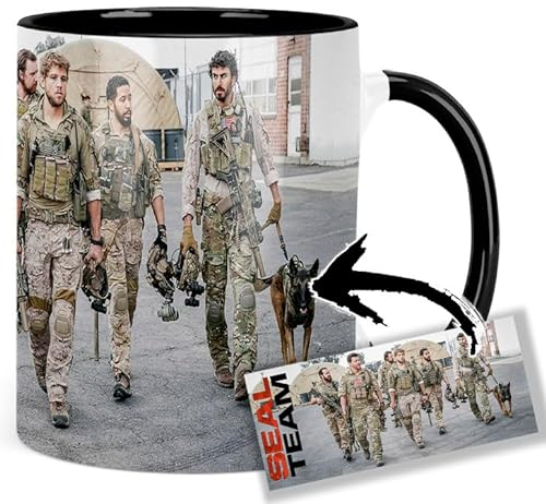 SEAL Team David Boreanaz Max Thieriot Tasse Innen & Henkel Schwarz Keramikbecher Mug