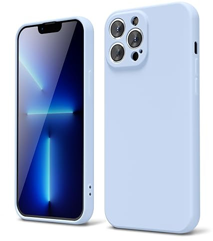 oakxco für iPhone 13 Pro Max Hülle Silikon Case mit Kameraschutz, Ultra Dünn Bunt Handyhülle Mädchen, Einfarbig Handy Hülle Slim Schutzhülle, Matt TPU Weich Gummi Glatt Silikonhülle Bumper, Hellblau