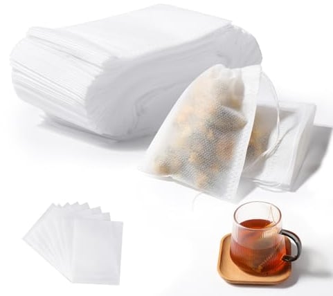 Vinabo 400 Piezas Filtros para Té, 7 x 9 cm Filtro Te, Bolsas Desechables de Filtro de Té Suelto,Infusor Te con Cordón, Bolsas de Te para Té Fragante, DIY Té, Especias, Vainilla, Lavanda, Café