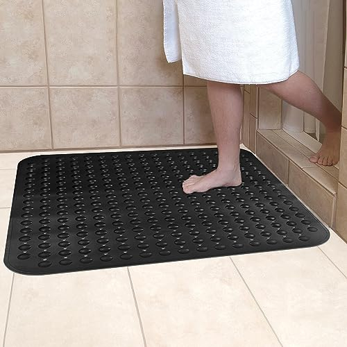 ZOKBOM Tapis de douche antidérapant 80 x 80 cm | Tapis de douche épais carré résistant à la moisissure | Tapis de douche antidérapant sans BPA (noir)