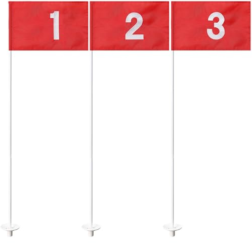 Golf Flag for Putting Green 188cm, Golf Flagstick for Yard Indoor Garden, Mine Golf Pin Flag Pole for Golf Course Practice