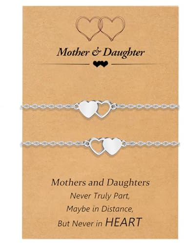 BOCHOI 2 Stück Mutter Tochter Herz Armband Einstellbare Armband Teen Mom Geburtstag Geschenk Mutter und Kind Herz-Anhänger Damenarmband Geschenk zum Muttertag mamma