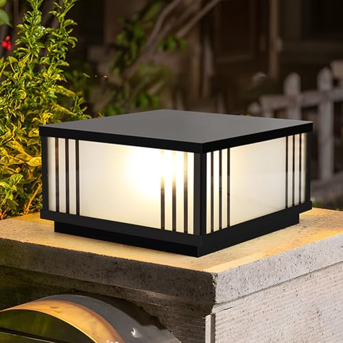 Kikioo Modern Outdoor Post Light Outdoor Pillar Lamps Waterproof For Garden Patio Decoration Gate Bollard Column Lamp Corridor Porch Landscape Light Courtyard Gate Lighting