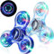 SCIONE 2 Stück Fidget Spinner Led Finger Spinner Kristall Finger Spielzeug Anti Stress Angst Party Geschenk für Kinder Blau Weiß
