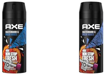 Axe Bodyspray Skateboard & Fresh Roses Deo ohne Aluminium sorgt 48 Stunden lang für effektiven Schutz vor Körpergeruch 150 ml (Packung mit 2)