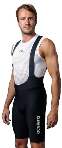 Acelera Bib Shorts für Herren [Intermediate] - Ergonomische Fahrradhose für Herren Gepolstert [über 6h Fahrzeit], Atmungsaktiv Radlerhose Herren, aus italienischem Stoff