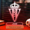 Transparent Gift Lámpara Personalizada Equipos Fútbol. Regalos Originales Cumpleaños Infantiles. Regalos para Hombres, Día del Padre. Diseño Escudo Sporting de Gijón de Metacrilato y Madera. Luz LED