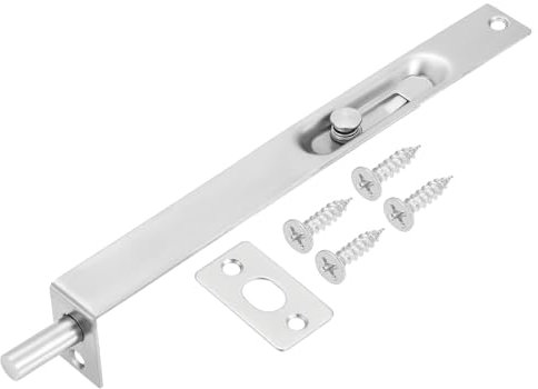 PATIKIL Flush Bolt 8 x 0.87, Stainless Steel French Door Lock Concealed Slide Double Door Latch for Wood Composite Double Door, Silver Tone