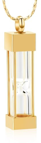 Glas Sanduhr Kremation Schmuck für Asche Container Fläschchen Urne Halskette Anhänger Edelstahl Zylinder Flasche Memorial Kremation Keepsake Schmuck für Frauen/Männer
