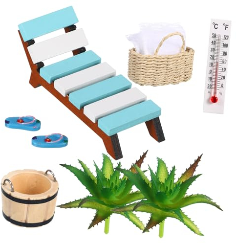 MERRYHAPY 1 Set Miniatur Deko Sauna Mini Stranddekoration Mikro Strand Stil Ornament Miniatur Strandstuhl Modell Mini Strandstuhl Miniatur Strandzubehör Mini Stuhl Modell