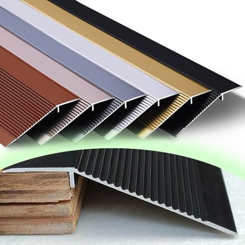 HAEKEBC 10cm Breite Türschwellenrampe, Ausgleichsprofil Aus Aluminium, Höhe Zwischen 1-4.5cm Übergangsprofil Für Laminat Fliesen Vinylböden(Black,90cm/36in)