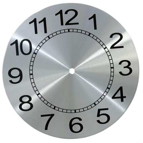Zifferblatt, 24,1 cm Aluminium-Wanduhr, abisches Zifferblatt, Ersatz für abische Ziffern (Silber)