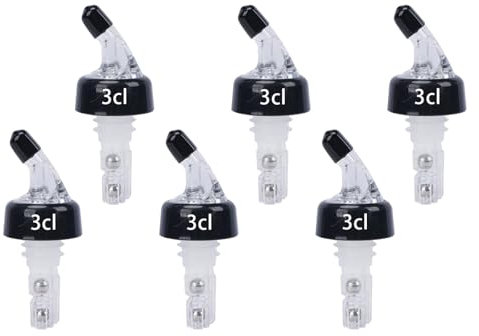 Minnhua 6 Pezzi Versatore Automatico Misurato 3cl Versatori per Bottiglie Plastica Liquore Beccucci Bottiglie per Collo Bottigli 18-20 mm Vino Versatore Bottiglia per Liquore Olio Cocktail Vino Bar