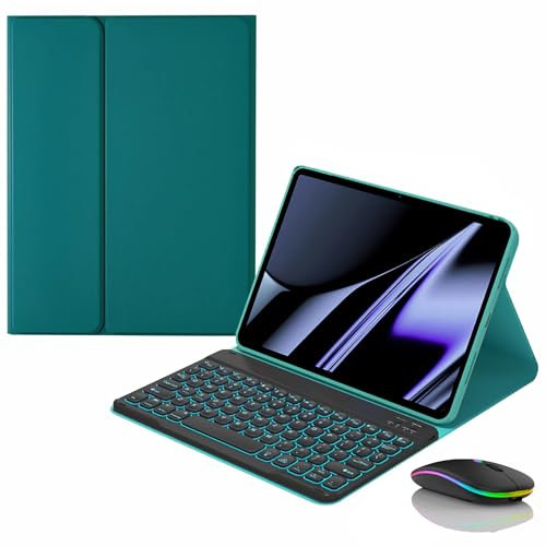 JZCZMCE Keyboard Case for Lenovo Tab M10 Plus 3rd Gen (2022) 10.6 (TB-125FU), Magnetic Detachable Wireless Backlight Keyboard with Bluetooth Mouse,dark green